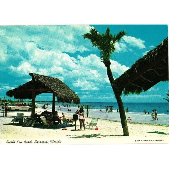 Siesta Key Beach Sarasota Florida Postcard 1986 Vintage Rare Collectible USA - Picture 1 of 2
